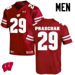 Men's Wisconsin Badgers NCAA #29 Max Praschak Red Authentic Under Armour Stitched College Football Jersey LR31A38JL